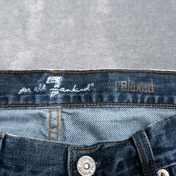 Mens 7 For All Mankind Relaxed Fit Distressed Jeans 33 Button Fly Medium Wash - Picture 8 of 10